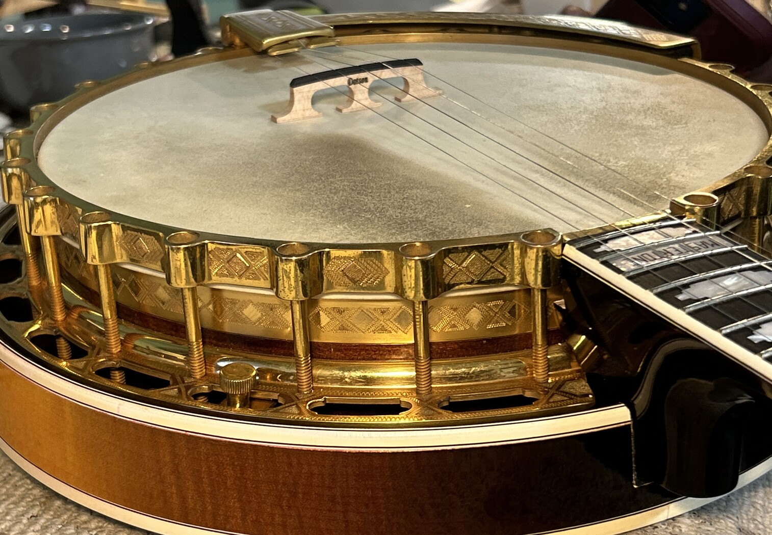 Mastertone banjo on the bench